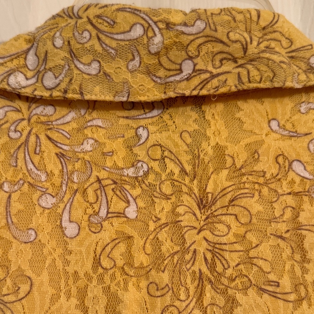INC International Concepts Yellow Sleeveless Floral Lace Overlay Women Top - Picture 7 of 15